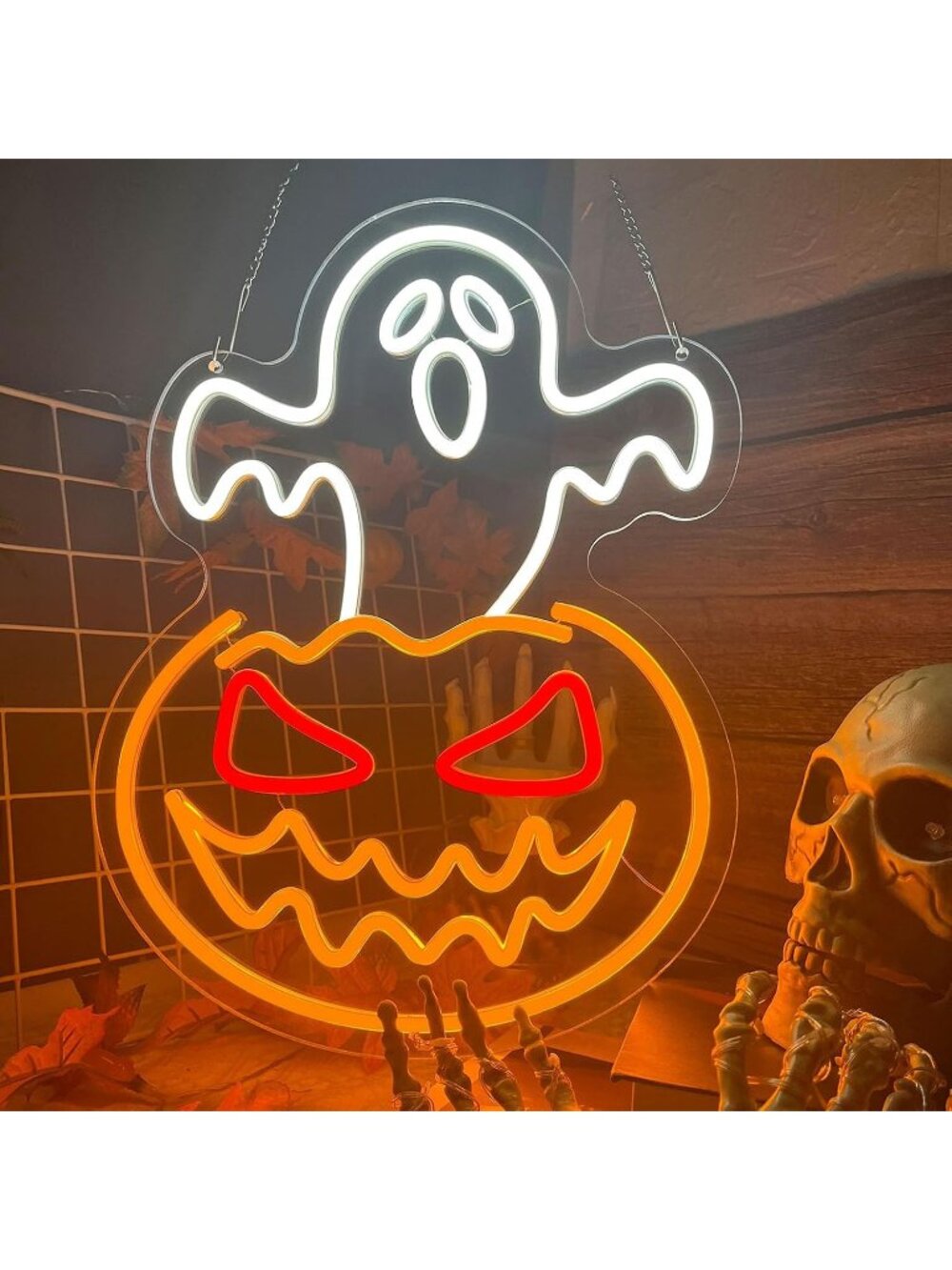 New Halloween Ghost Pumpkin Neon Sign Dimmable LED Light for Bedroom Party